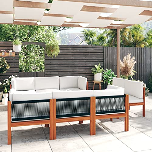 CIOURSTO 5-teiliges Gartenlounge-Set mit Kissen Acacia-Holz Cremefarben für Wetterschutz und Langlebigkeit für Terrasse Garten oder Wohnzimmer mit Ölfinish (3057887) von CIOURSTO