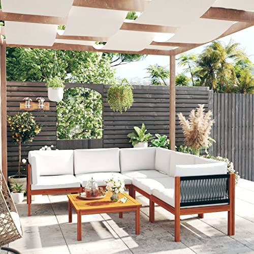 CIOURSTO 5-teiliges Gartenlounge-Set mit Kissen Acacia-Holz Cremefarben für Wetterschutz und Langlebigkeit für Terrasse Garten oder Wohnzimmer mit Ölfinish (3057888) von CIOURSTO