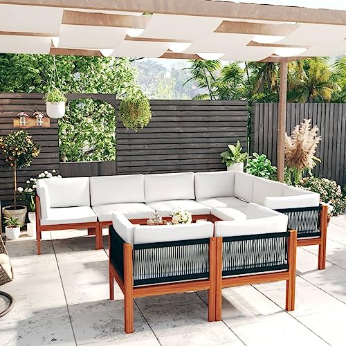 CIOURSTO 5-teiliges Gartenlounge-Set mit Kissen Acacia-Holz Cremefarben für Wetterschutz und Langlebigkeit für Terrasse Garten oder Wohnzimmer mit Ölfinish (3057892) von CIOURSTO