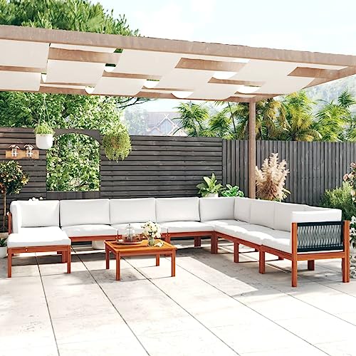 CIOURSTO 5-teiliges Gartenlounge-Set mit Kissen Acacia-Holz Cremefarben für Wetterschutz und Langlebigkeit für Terrasse Garten oder Wohnzimmer mit Ölfinish (3057896) von CIOURSTO