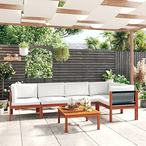CIOURSTO 5-teiliges Gartenlounge-Set mit Kissen Acacia-Holz Cremefarben für Wetterschutz und Langlebigkeit für Terrasse Garten oder Wohnzimmer mit Ölfinish (3057901) von CIOURSTO