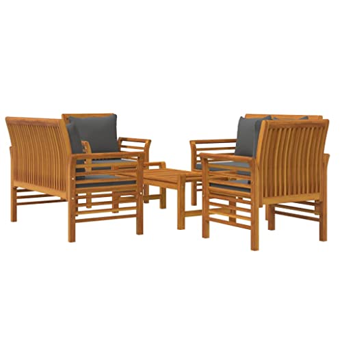 CIOURSTO Akazienholz Massiv Gartenmöbel Tisch mit stühlen Set.Gartenstuhl Gartenset Sitzmöbel Sitzgruppe Lounge Gartengarnitur Stuhl Tisch Beistelltisch (Creme weiß, 5 Stück 6 Positionen) von CIOURSTO