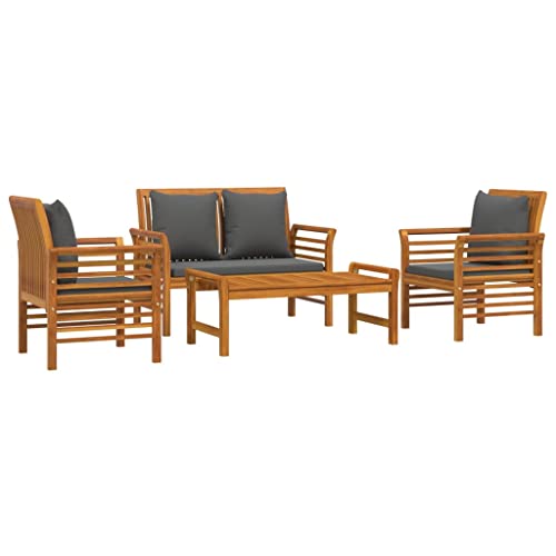 CIOURSTO Akazienholz Massiv Gartenmöbel Tisch mit stühlen Set.Gartenstuhl Gartenset Sitzmöbel Sitzgruppe Lounge Gartengarnitur Stuhl Tisch Beistelltisch (Dunkelgrau, 4 Stück 4 Positionen) von CIOURSTO