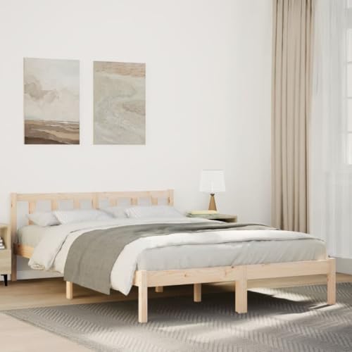 CIOURSTO Bettrahmen - Festes Kiefernholz Modernes Minimalistisches Design Doppelbett Leicht zu Versammeln (160 x 220 cm) von CIOURSTO
