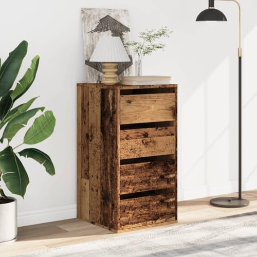 CIOURSTO Brustkiste - Technisches Holz, Schlafzimmermöbel, 3 oder 4 Lagerschubladen für Wohnzimmer oder Schlafzimmer (Altes Holz) von CIOURSTO