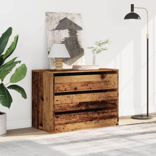 CIOURSTO Brustkiste - Technisches Holz, Schlafzimmermöbel, 3 oder 4 Lagerschubladen für Wohnzimmer oder Schlafzimmer (Altes Holz) von CIOURSTO