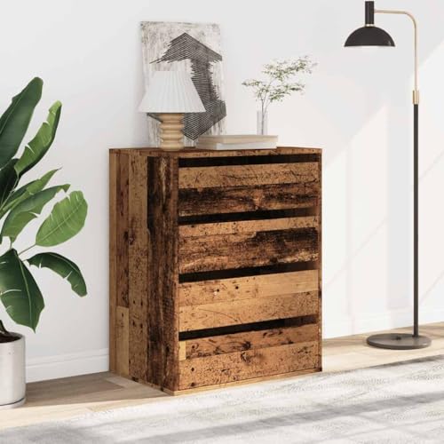 CIOURSTO Brustkiste - Technisches Holz, Schlafzimmermöbel, 3 oder 4 Lagerschubladen für Wohnzimmer oder Schlafzimmer (Altes Holz) von CIOURSTO