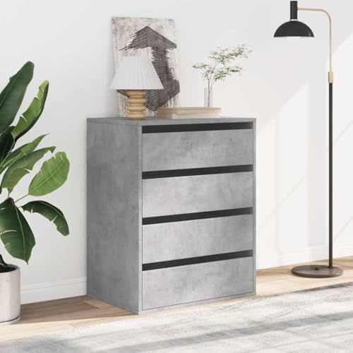 CIOURSTO Brustkiste - Technisches Holz, Schlafzimmermöbel, 3 oder 4 Lagerschubladen für Wohnzimmer oder Schlafzimmer (Betongrau) von CIOURSTO