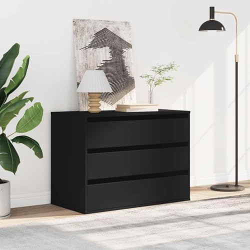CIOURSTO Brustkiste - Technisches Holz, Schlafzimmermöbel, 3 oder 4 Lagerschubladen für Wohnzimmer oder Schlafzimmer (Schwarz) von CIOURSTO