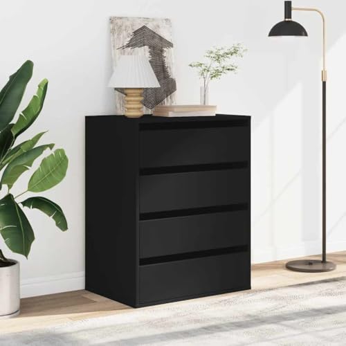 CIOURSTO Brustkiste - Technisches Holz, Schlafzimmermöbel, 3 oder 4 Lagerschubladen für Wohnzimmer oder Schlafzimmer (Schwarz) von CIOURSTO