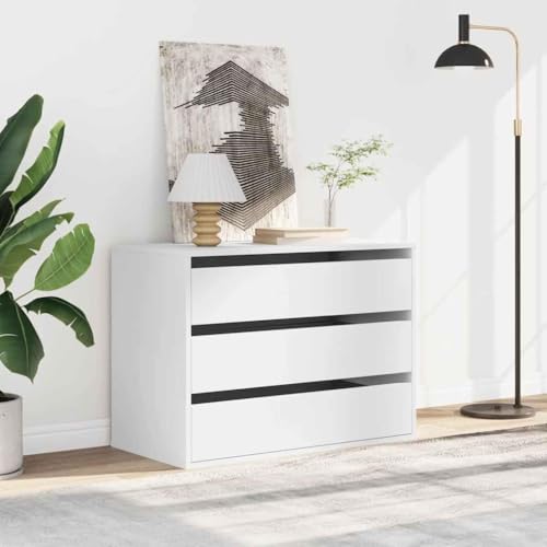 CIOURSTO Brustkiste - Technisches Holz, Schlafzimmermöbel, 3 oder 4 Lagerschubladen für Wohnzimmer oder Schlafzimmer (Weiß) von CIOURSTO