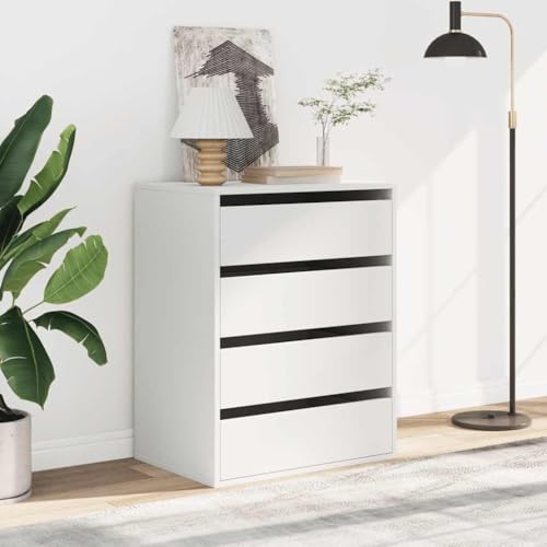 CIOURSTO Brustkiste - Technisches Holz, Schlafzimmermöbel, 3 oder 4 Lagerschubladen für Wohnzimmer oder Schlafzimmer (Weiß) von CIOURSTO