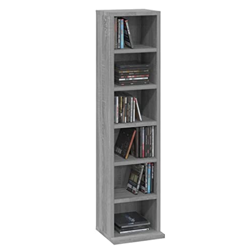 CIOURSTO CD -Kabinettsaufzeichnungen Medienregale Jeweils Aufbewahrungsschelfler -Organisator Einheit Engineered Holzschrankmöbel für Schlafzimmer, Wohnzimmer, Büro (Graue Sonoma) von CIOURSTO