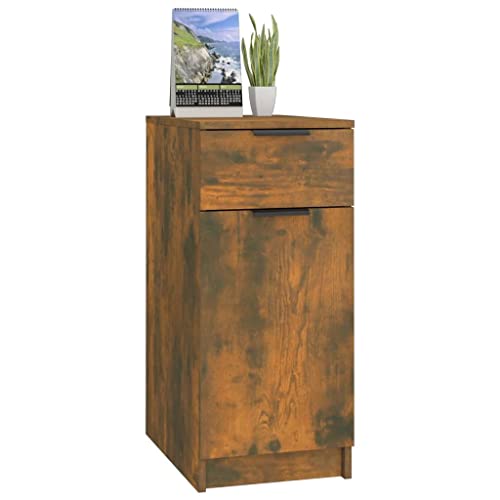 CIOURSTO Compact Storage -Lösung für Home Office oder Wohnzimmer mit Unter Schreibtischschubladen Entwickelten Holz -Vintage -Design Practical Storage mit Fach (Geräucherte Eiche) von CIOURSTO