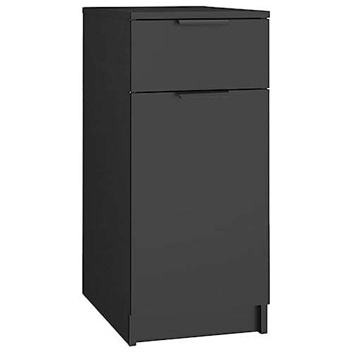CIOURSTO Compact Storage -Lösung für Home Office oder Wohnzimmer mit Unter Schreibtischschubladen Entwickelten Holz -Vintage -Design Practical Storage mit Fach (Schwarz) von CIOURSTO