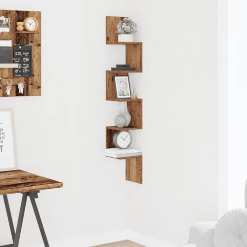 CIOURSTO Eckregale - an der Wand Montierte Displayregale für Wohnzimmer, Studien, Küchen und Schlafzimmer Geeignet (20 x 20 x 127,5 cm) von CIOURSTO