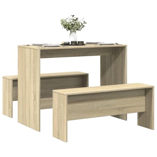 CIOURSTO Esstisch und Bank -Set, Geräucherte Eicheholz, Großzügige Sitzgelegenheiten, Stabile, Moderne Küchenmöbel, Atemberaubendes Design, Ideal für die Familienversammlung (Sonoma Oak) von CIOURSTO