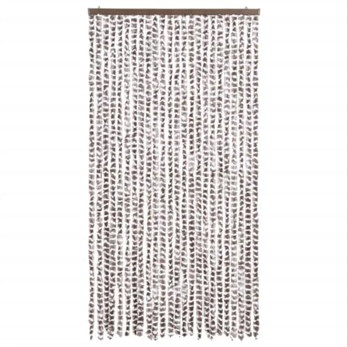 CIOURSTO Fliegenbildschirme für Türen - Vorhang, Langlebiger Polypropylen -Chenille, Grau weiß mit Einfacher Installation (Taupe und Weiß) von CIOURSTO