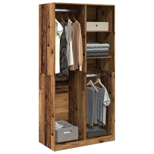 CIOURSTO Garderobe Hall Closet Organizer - Gründung Holzkleidung Aufbewahrung Armoire mit Integrierten Regalen für Schlafzimmer Eingangszimmer Wohnzimmer (100 x 50 x 200 cm) von CIOURSTO
