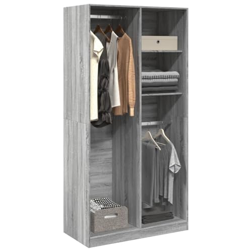 CIOURSTO Garderobe Hall Closet Organizer - Gründung Holzkleidung Aufbewahrung Armoire mit Integrierten Regalen für Schlafzimmer Eingangszimmer Wohnzimmer (100 x 50 x 200 cm) von CIOURSTO