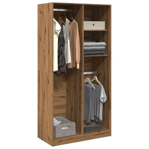 CIOURSTO Garderobe Hall Closet Organizer - Gründung Holzkleidung Aufbewahrung Armoire mit Integrierten Regalen für Schlafzimmer Eingangszimmer Wohnzimmer (100 x 50 x 200 cm) von CIOURSTO
