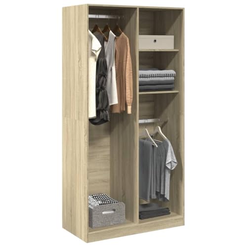 CIOURSTO Garderobe Hall Closet Organizer - Gründung Holzkleidung Aufbewahrung Armoire mit Integrierten Regalen für Schlafzimmer Eingangszimmer Wohnzimmer (100 x 50 x 200 cm) von CIOURSTO