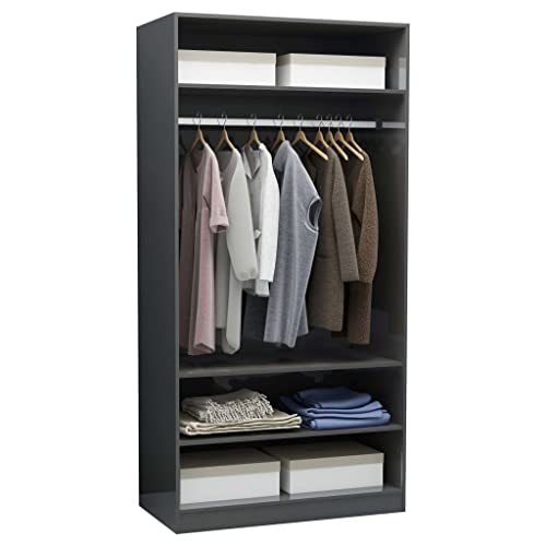 CIOURSTO Garderobe Hall Closet Organizer - Gründung Holzkleidung Aufbewahrung Armoire mit Integrierten Regalen für Schlafzimmer Eingangszimmer Wohnzimmer (100 x 50 x 200 cm) von CIOURSTO