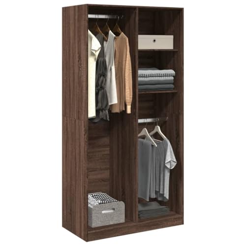 CIOURSTO Garderobe Hall Closet Organizer - Gründung Holzkleidung Aufbewahrung Armoire mit Integrierten Regalen für Schlafzimmer Eingangszimmer Wohnzimmer (100 x 50 x 200 cm) von CIOURSTO
