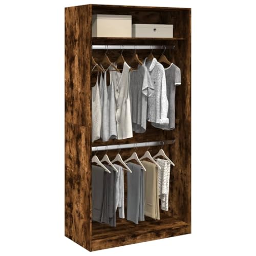 CIOURSTO Garderobe Hall Closet Organizer - Gründung Holzkleidung Aufbewahrung Armoire mit Integrierten Regalen für Schlafzimmer Eingangszimmer Wohnzimmer (100 x 50 x 200 cm) von CIOURSTO