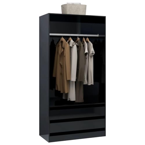 CIOURSTO Garderobe Hall Closet Organizer - Gründung Holzkleidung Aufbewahrung Armoire mit Integrierten Regalen für Schlafzimmer Eingangszimmer Wohnzimmer (100 x 50 x 200 cm) von CIOURSTO