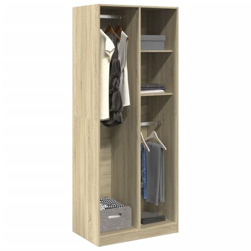 CIOURSTO Garderobe Hall Closet Organizer - Gründung Holzkleidung Aufbewahrung Armoire mit Integrierten Regalen für Schlafzimmer Eingangszimmer Wohnzimmer (80 x 50 x 200 cm) von CIOURSTO