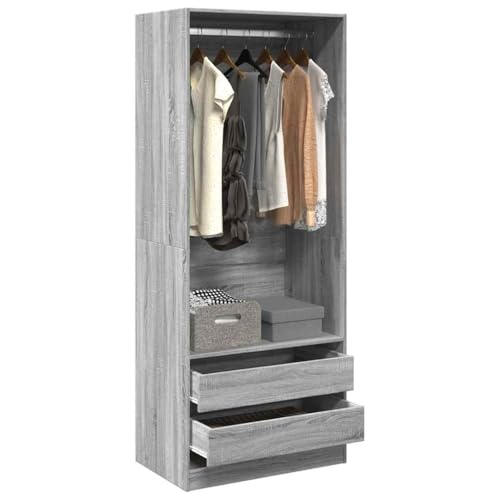 CIOURSTO Garderobe Hall Closet Organizer - Gründung Holzkleidung Aufbewahrung Armoire mit Integrierten Regalen für Schlafzimmer Eingangszimmer Wohnzimmer (80 x 50 x 200 cm) von CIOURSTO