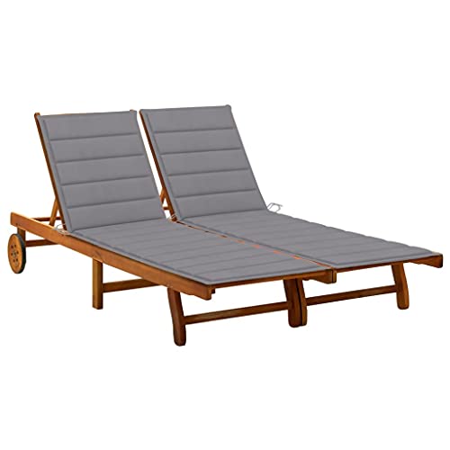 CIOURSTO Gartenliegestuhl - Massivholz Akazie, Verstellbare Rückenlehne und Fußstütze, Strandliegestuhl mit Kissen, Geeignet für Garten, Pool, Balkon und Strand (200 x 123 x 85 cm) von CIOURSTO