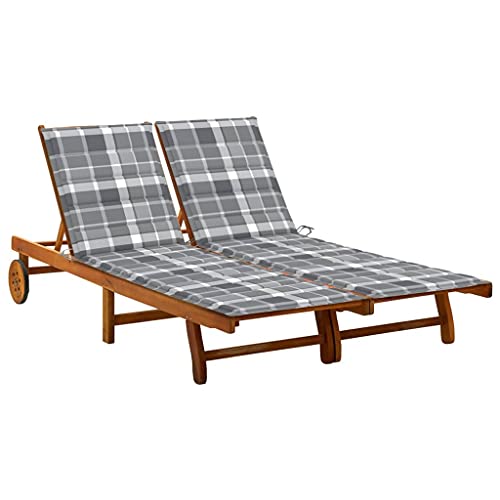 CIOURSTO Gartenliegestuhl - Massivholz Akazie, Verstellbare Rückenlehne und Fußstütze, Strandliegestuhl mit Kissen, Geeignet für Garten, Pool, Balkon und Strand (200 x 123 x 85 cm) von CIOURSTO