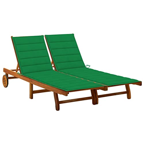 CIOURSTO Gartenliegestuhl - Massivholz Akazie, Verstellbare Rückenlehne und Fußstütze, Strandliegestuhl mit Kissen, Geeignet für Garten, Pool, Balkon und Strand (200 x 123 x 85 cm) von CIOURSTO