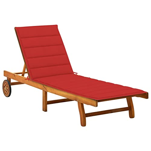 CIOURSTO Gartenliegestuhl - Massivholz Akazie, Verstellbare Rückenlehne und Fußstütze, Strandliegestuhl mit Kissen, Geeignet für Garten, Pool, Balkon und Strand (200 x 63 x 85 cm) von CIOURSTO