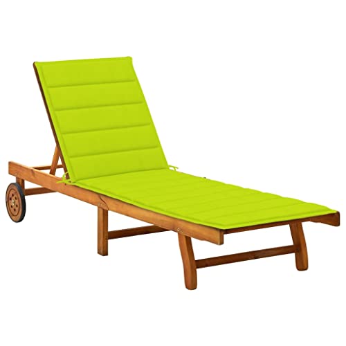 CIOURSTO Gartenliegestuhl - Massivholz Akazie, Verstellbare Rückenlehne und Fußstütze, Strandliegestuhl mit Kissen, Geeignet für Garten, Pool, Balkon und Strand (200 x 63 x 85 cm) von CIOURSTO