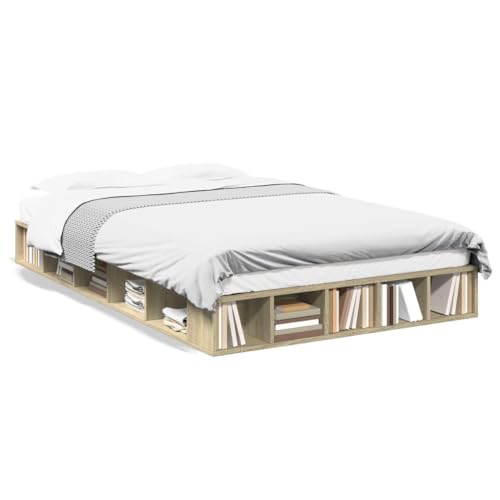 CIOURSTO Geräumige Technische Holzbettbettbasis mit Integrierter Aufbewahrung und Lamellenunterstützung für Moderne Hauptschlafzimmer (135 x 190 cm) von CIOURSTO