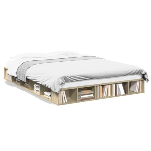 CIOURSTO Geräumige Technische Holzbettbettbasis mit Integrierter Aufbewahrung und Lamellenunterstützung für Moderne Hauptschlafzimmer (150 x 200 cm) von CIOURSTO