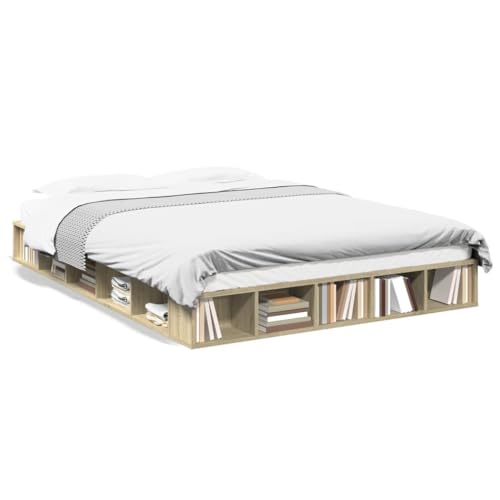 CIOURSTO Geräumige Technische Holzbettbettbasis mit Integrierter Aufbewahrung und Lamellenunterstützung für Moderne Hauptschlafzimmer (160 x 200 cm) von CIOURSTO
