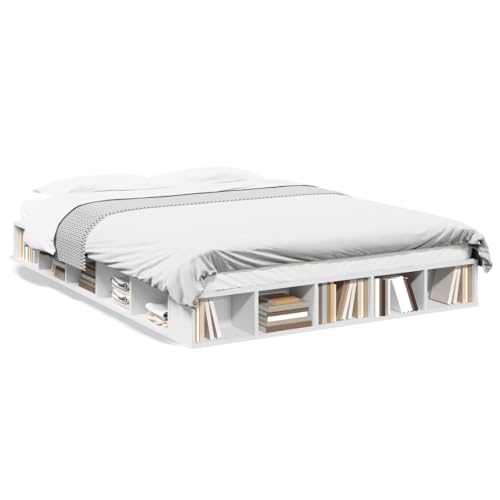 CIOURSTO Geräumige Technische Holzbettbettbasis mit Integrierter Aufbewahrung und Lamellenunterstützung für Moderne Hauptschlafzimmer (160 x 200 cm) von CIOURSTO