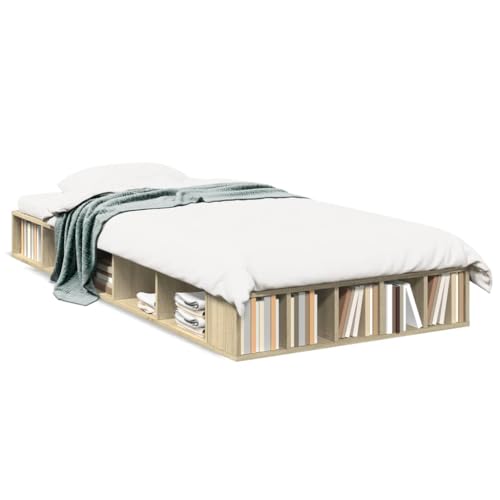 CIOURSTO Geräumige Technische Holzbettbettbasis mit Integrierter Aufbewahrung und Lamellenunterstützung für Moderne Hauptschlafzimmer (90 x 200 cm) von CIOURSTO