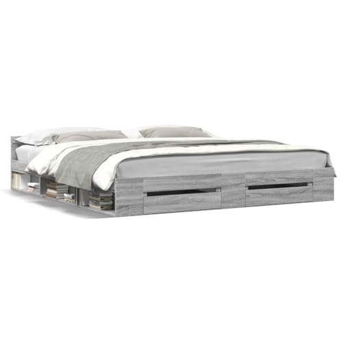 CIOURSTO Giroletto mit Schubladen und Gebauten Kopf, Holzbettkonstruktion mit Kopfteil und Bequemer Stauraum für das Schlafzimmer (200 x 200 cm) von CIOURSTO