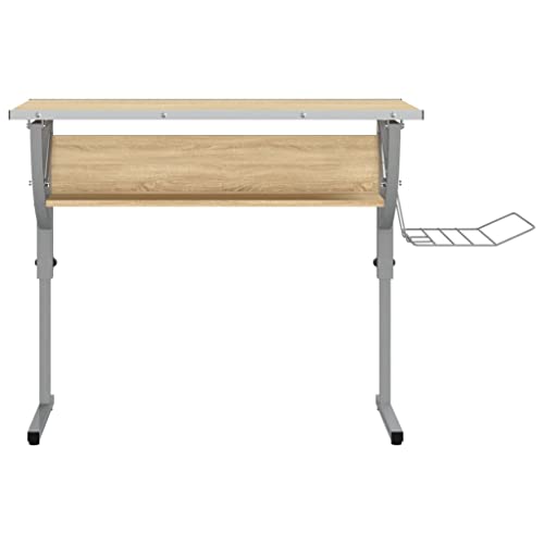 CIOURSTO Höhen Verstellbare Handwerker-Workstation mit Viel Lagerung-Robuster Verbund-Holz-und Metallrahmen für Büro, Studien-oder Studio-Einsatz (Sonoma Oak) von CIOURSTO
