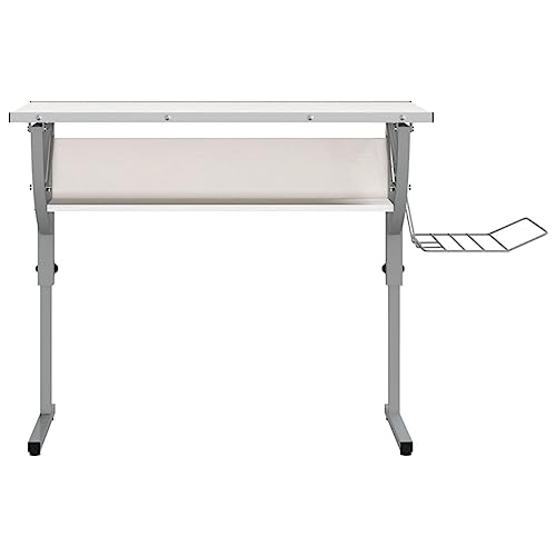 CIOURSTO Höhen Verstellbare Handwerker-Workstation mit Viel Lagerung-Robuster Verbund-Holz-und Metallrahmen für Büro, Studien-oder Studio-Einsatz (Weiß) von CIOURSTO