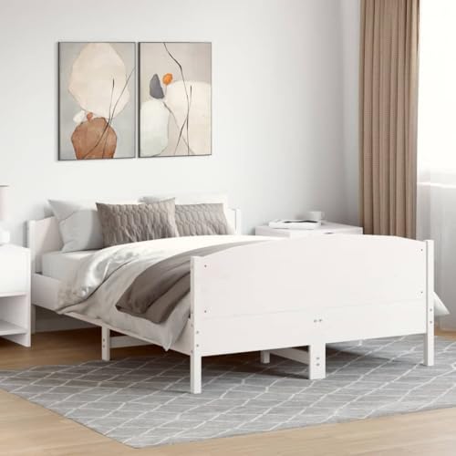 CIOURSTO Holzbett Rahmen-Solide Kiefer, Einzel-Doppelbett, mit Sperrholz-Lamellen, Kopfteil und Fußbrett, Schlafzimmer Möbel (120 x 190 cm) von CIOURSTO