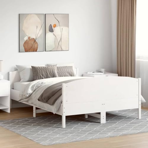 CIOURSTO Holzbett Rahmen-Solide Kiefer, Einzel-Doppelbett, mit Sperrholz-Lamellen, Kopfteil und Fußbrett, Schlafzimmer Möbel (140 x 190 cm) von CIOURSTO