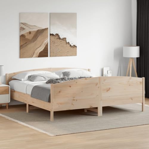 CIOURSTO Holzbett Rahmen-Solide Kiefer, Einzel-Doppelbett, mit Sperrholz-Lamellen, Kopfteil und Fußbrett, Schlafzimmer Möbel (180 x 200 cm) von CIOURSTO