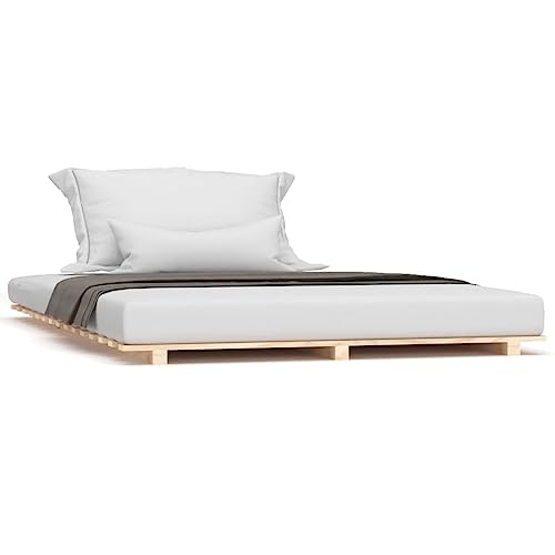CIOURSTO Kiefernholzbettrahmen für Schlafzimmer Skandinavisch Inspiriertes Massives Holzdesign mit Geschmierigen Basis Natürliche Schlafzimmermöbel für Einen Entspannten Rückzugsort (140 x 190 cm) von CIOURSTO