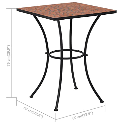 CIOURSTO Mosaik -Kaffeetisch, Bistro -Tisch, Eisenrahmen und Keramikoberteil, Geeignet für den Außengebrauch (60 x 60 x 76 cm) von CIOURSTO